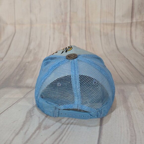 Ed Hardy Vintage Tattoo Wear Light Blue Skull Wing New York City Trucker Cap - Picture 5 of 10